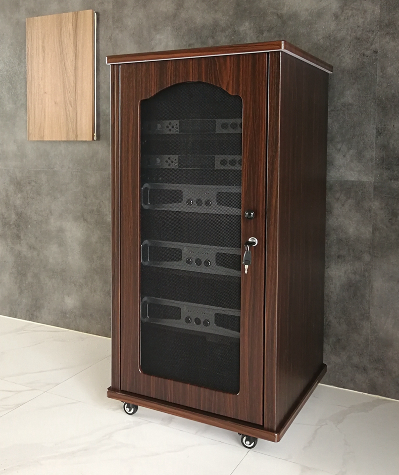 功放机架影院ktv功放机柜舞台网络音响机柜设备器材立柜子ht60胡桃色