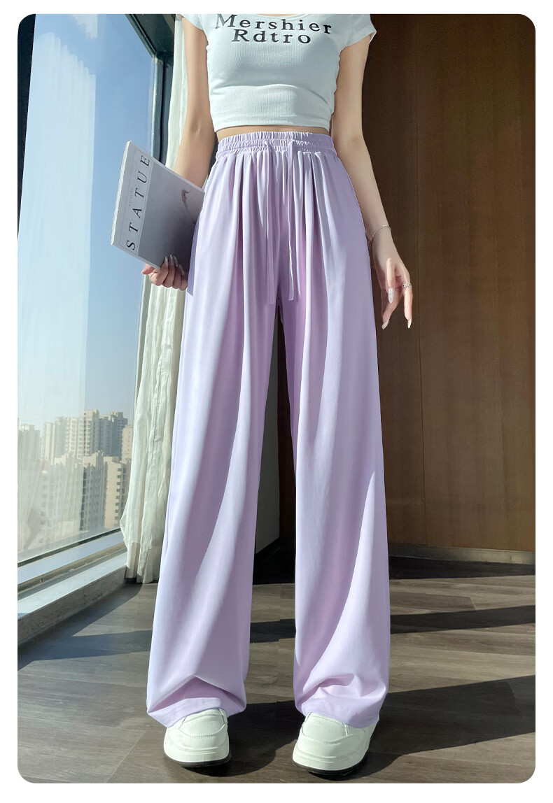 Baleno S&K UPF50+ Women's Sunscreen Pants 2026 Summer New Ice Cool Breathable High Waist Straight Slim Casual Pants 15