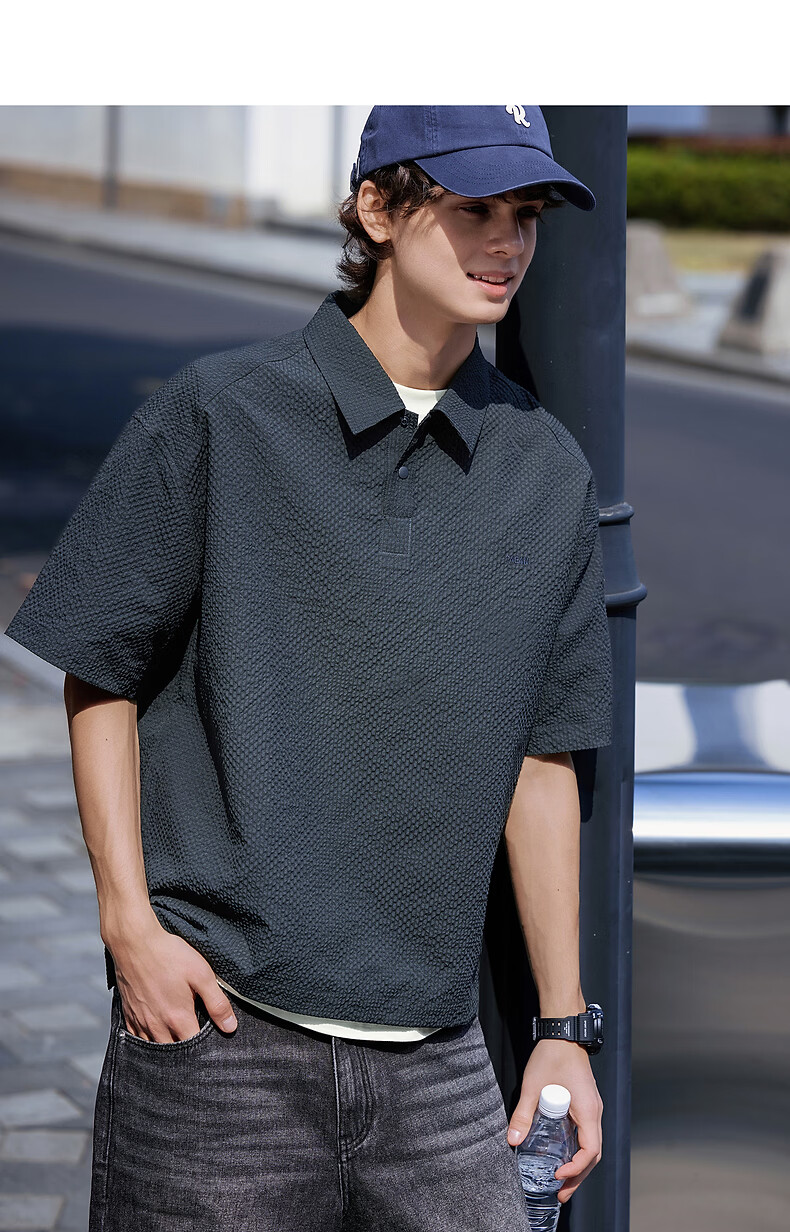 TonLion Men's Short Sleeve Polo Shirt 2026 Summer New Lapel Loose Fit Stylish High-End Trendy Top 3