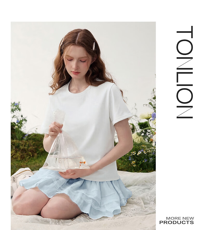 TonLion 2026 New Summer Women's Short Sleeve T-Shirt Unique Design Loose Fit Top Summer Outfit 12