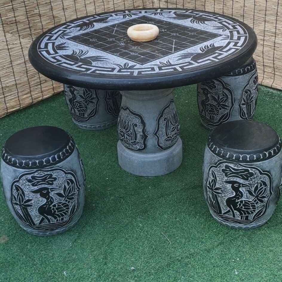 石雕石桌石凳庭院家用户外花园室外石桌石椅大理石茶台圆桌子方桌