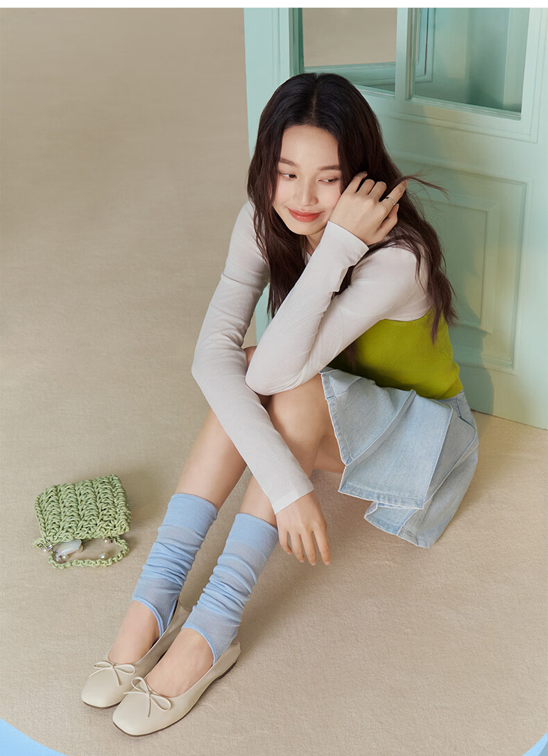 Tianmeiyi Hou Minghao Recommended Rainbow Gummy Soft Sole Shallow Ballet Mary Jane Shoes Women New Flat Shoes 12