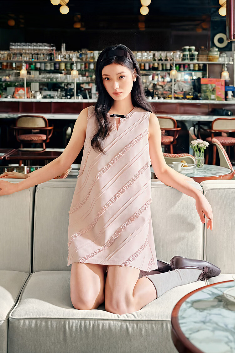 LeTing [Qianjin Skirt] A-Line Sweet Dress Summer New Soft Pink (In Stock) L 3