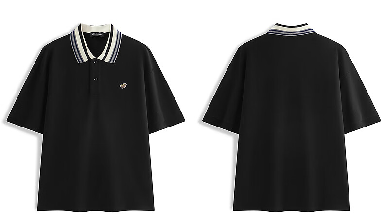 Peacebird Antibacterial Men's Loose Fit Polo Shirt Black First Batch L 9