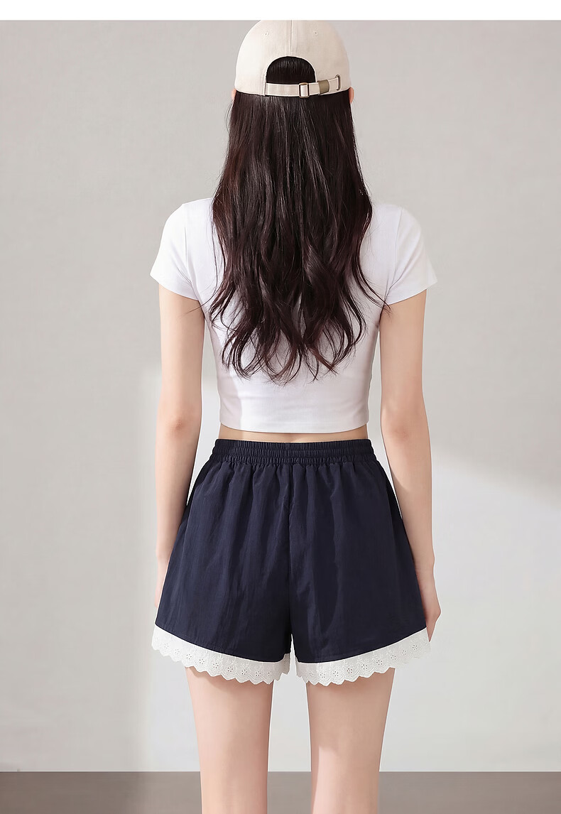 TonLion 2026 Summer New Casual Women's Shorts with Lace Patchwork, Fashionable and High-End Relaxed Style 13