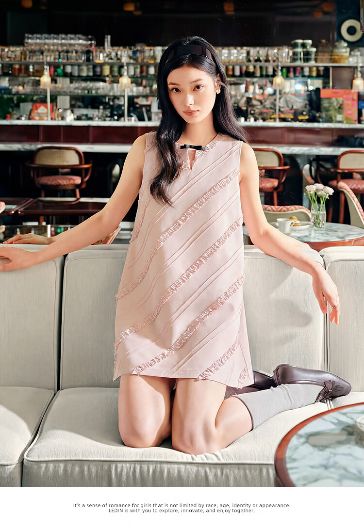 LeTing [Qianjin Skirt] A-Line Sweet Dress Summer New Soft Pink (In Stock) L 12