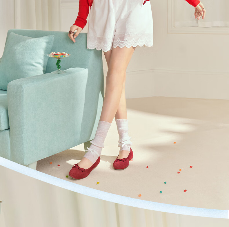 Tianmeiyi Hou Minghao Recommended Rainbow Gummy Soft Sole Shallow Ballet Mary Jane Shoes Women New Flat Shoes 8