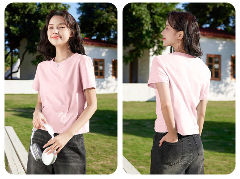 Baleno Korean Style Women's Short Sleeve T-Shirt 2026 Summer New Pure Cotton Cropped Cute College Style Loose Casual Top 10