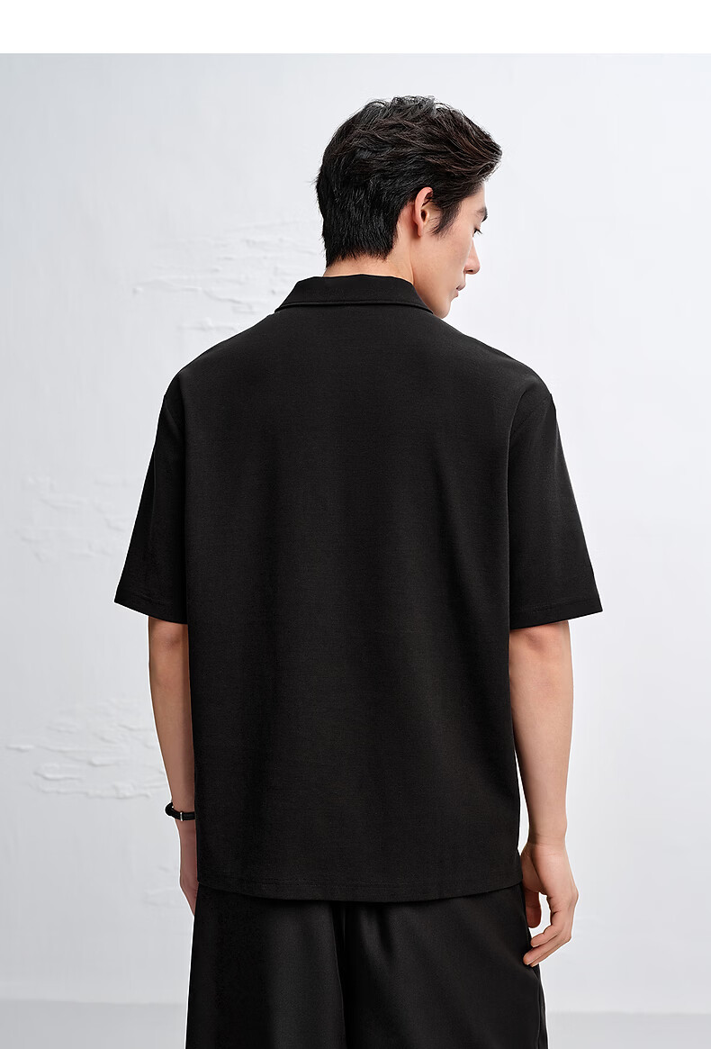 Peacebird Men Polo Shirt BACOG222D Black First Batch 2XL 23