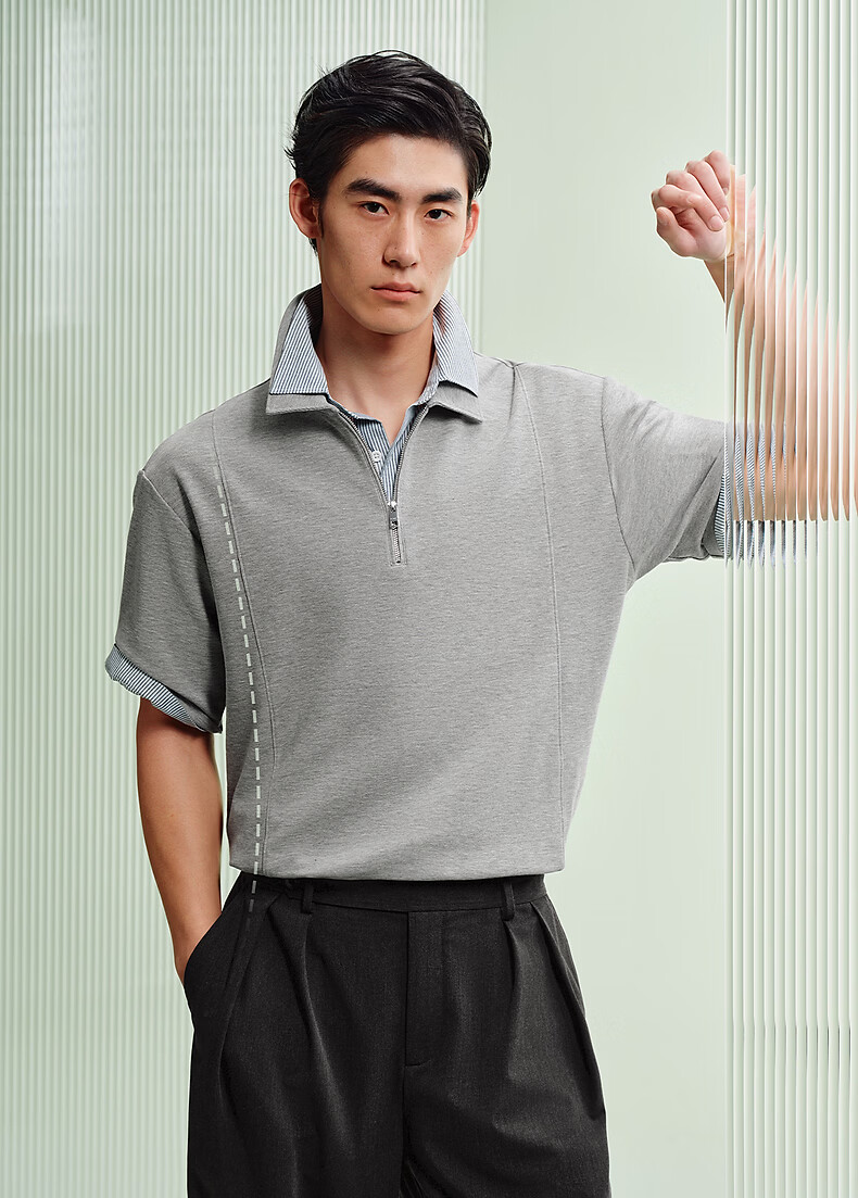Peacebird Men Polo Shirt BACOG222D Black First Batch 2XL 5