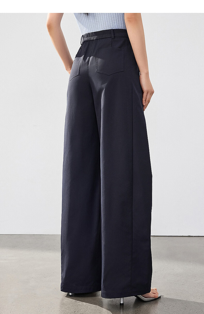 Yixiang Liying Curved Blade Casual Pants 2026 Summer New High Waist Slim Banana Pants Long Pants Navy Blue 165/66A/L 25