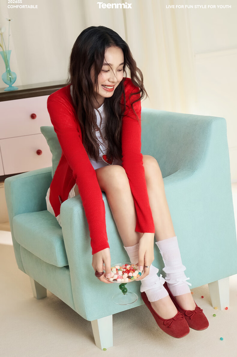 Tianmeiyi Hou Minghao Recommended Rainbow Gummy Soft Sole Shallow Ballet Mary Jane Shoes Women New Flat Shoes 9