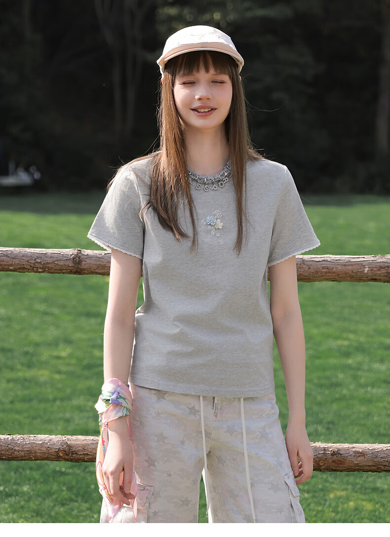 TonLion 2026 Summer New Women's Short Sleeve T-Shirt Lace Patchwork Versatile Elegant Design Lady Style 11