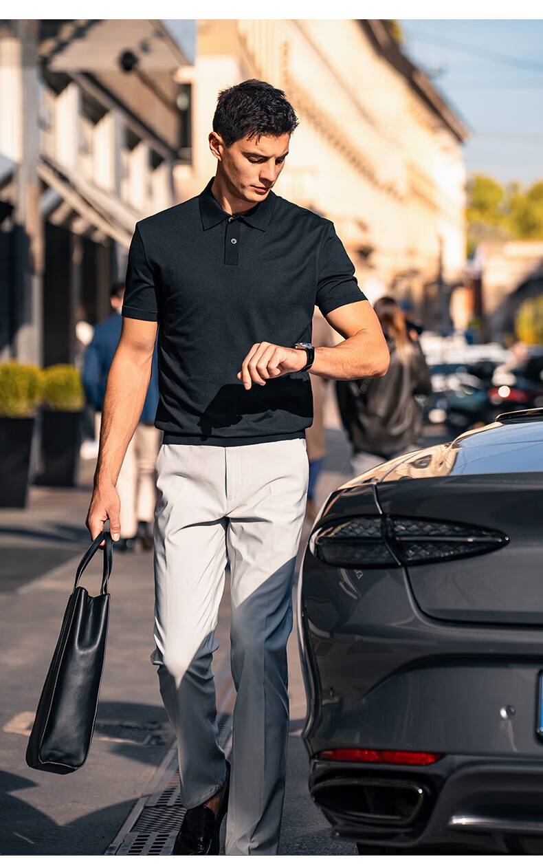 Mr.Bu Exquisite Collar Short Sleeve Men's Polo Shirt 2026 Spring New Simple High-End Dark Men's Top 10