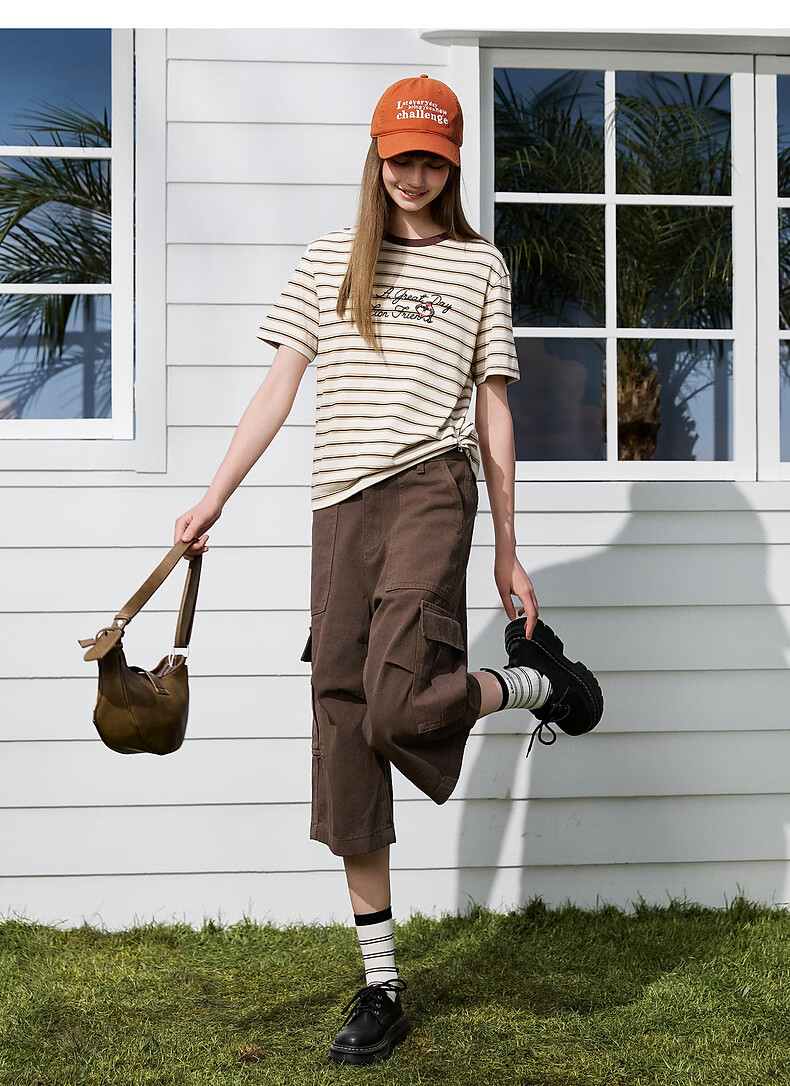 TonLion 2026 Summer New Women's Striped Short Sleeve T-Shirt Loose Casual American College Style Fashionable Top 11