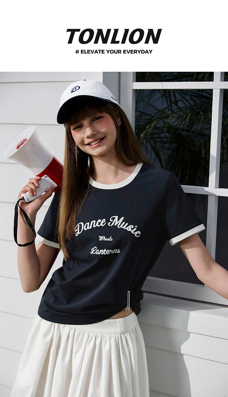 TonLion 2026 Summer New Women's Short Sleeve T-Shirt American Casual Fashion Loose Trendy Half Sleeve Top 1