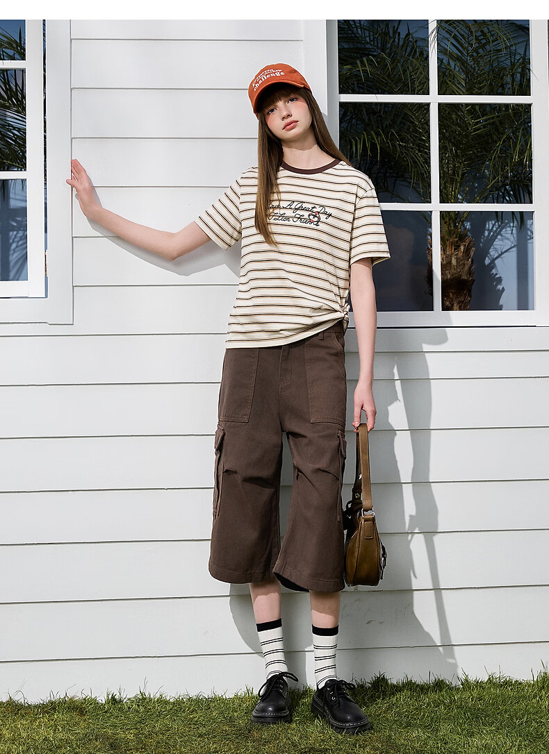 TonLion 2026 Summer New Women's Striped Short Sleeve T-Shirt Loose Casual American College Style Fashionable Top 10