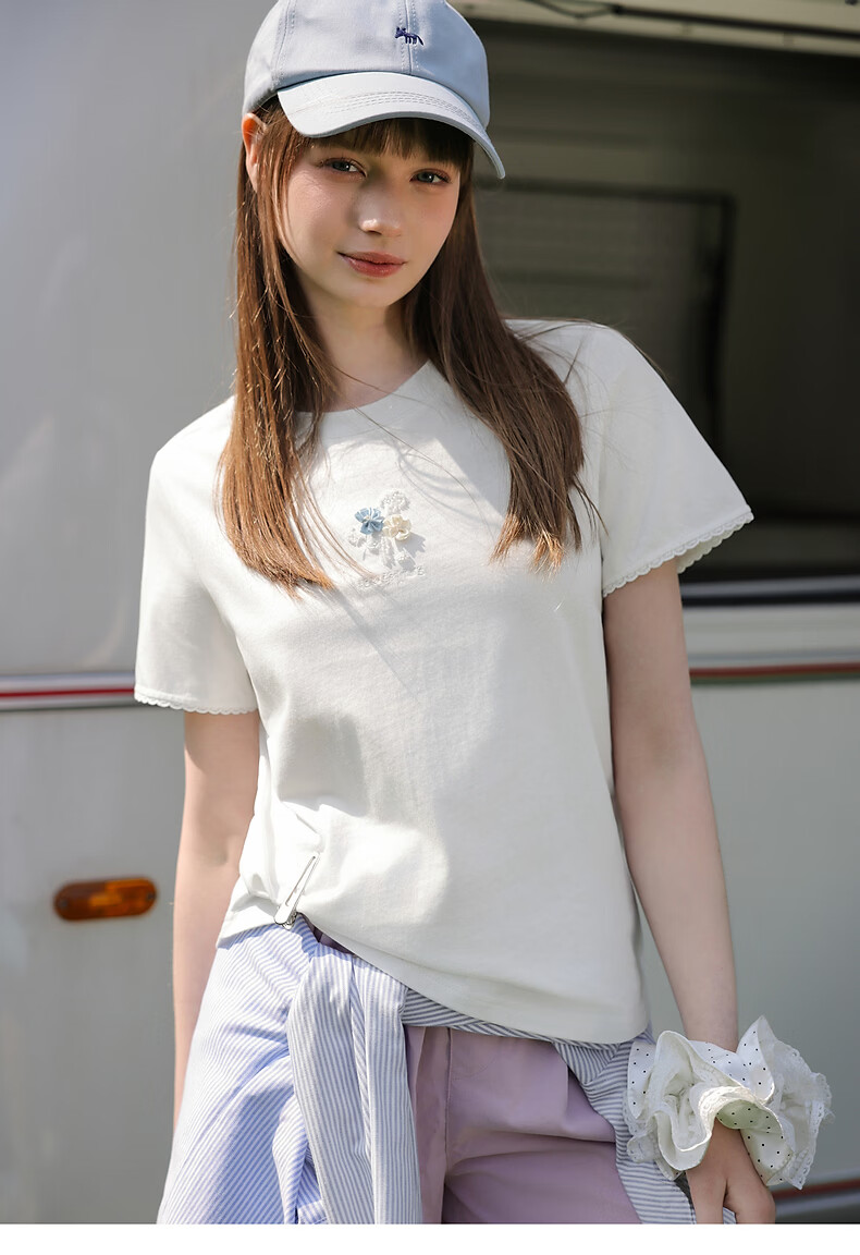 TonLion 2026 Summer New Women's Short Sleeve T-Shirt Lace Patchwork Versatile Elegant Design Lady Style 13