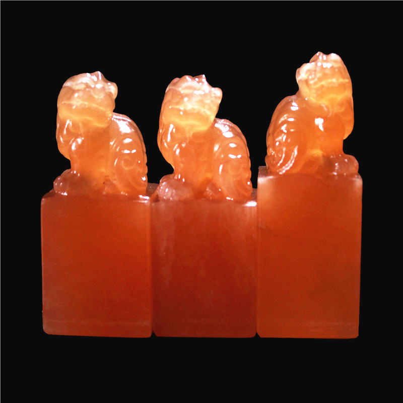 昆仑冻石 印面3cm练习章料印篆刻印章石料材寿山石橘子红青海昆仑冻石