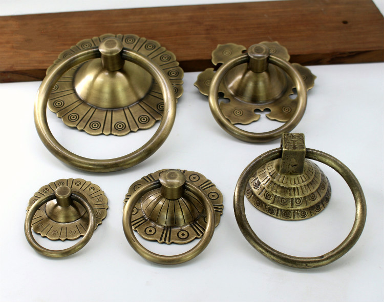 定制仿古中式纯铜圆环门环古铜大门拉手拉环复古铜把手门环装饰铜配件