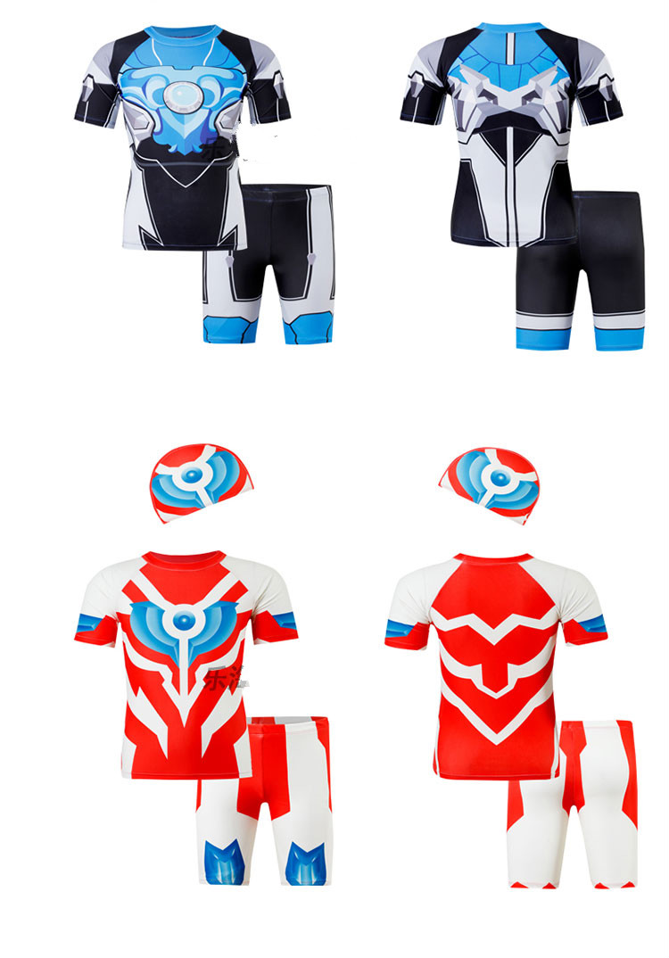 【闪送】奥特曼游泳衣儿童男孩 儿童奥特曼分体泳衣速干防晒宝宝学生
