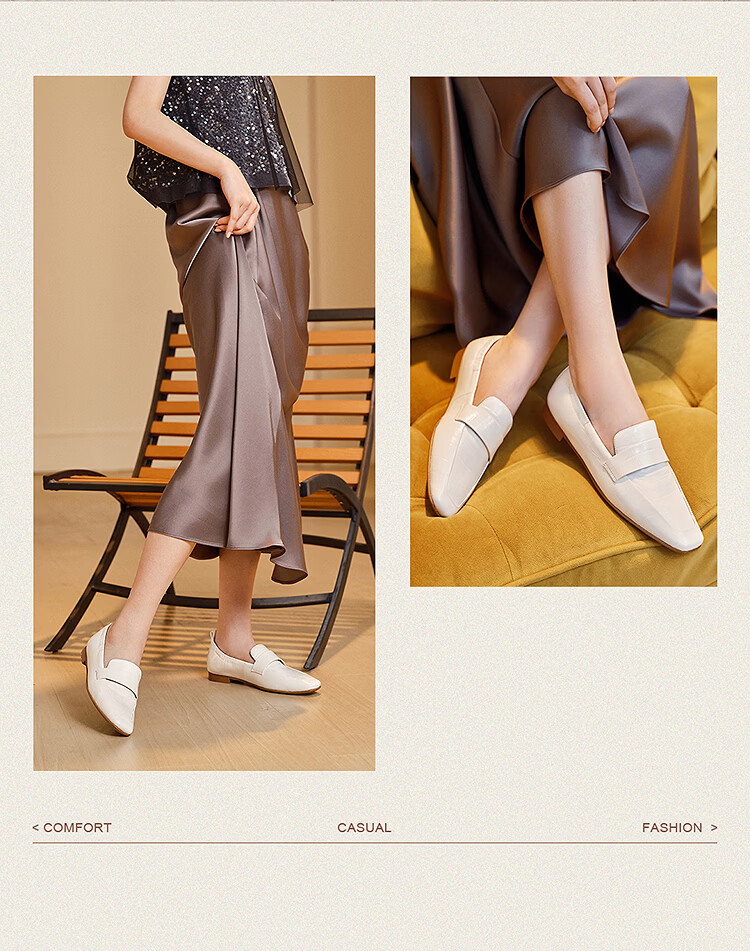Laird Spring Summer Croissant Family Elegant Low Heel Loafers Women's Leather Shoes 13001 Cream White OWR 37 7