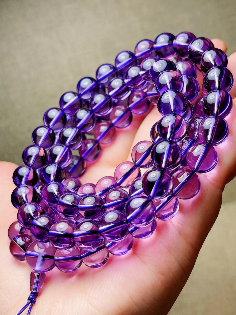 天然紫水晶108颗佛珠手串念珠全净体巴西紫晶一物一图