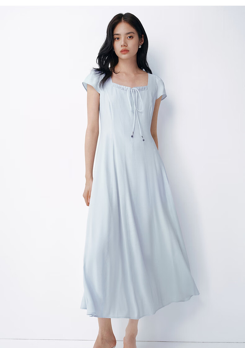 Peacebird Women's Dress Summer Love White Long Dress Slim Fit Waist Office Dress Blue L 20