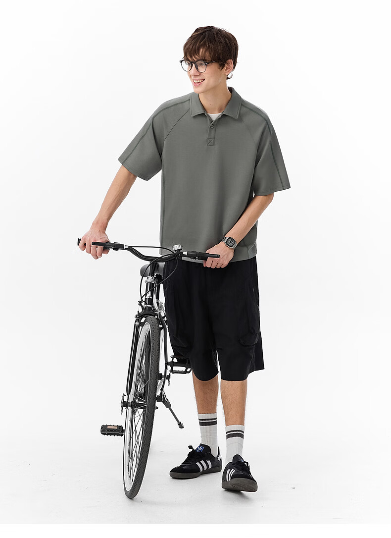 TonLion Men's Short Sleeve Polo Shirt 2026 Summer New Design Black Loose Fit Youth Versatile Top 12