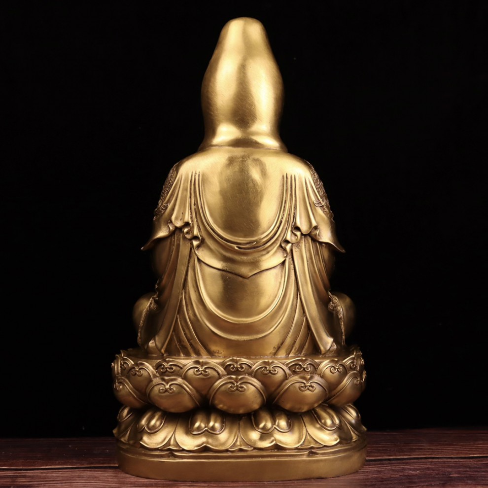 彤悦彩铜纯铜观音坐莲观世音菩萨摆件客厅办公室佛堂佛像新家公司摆设