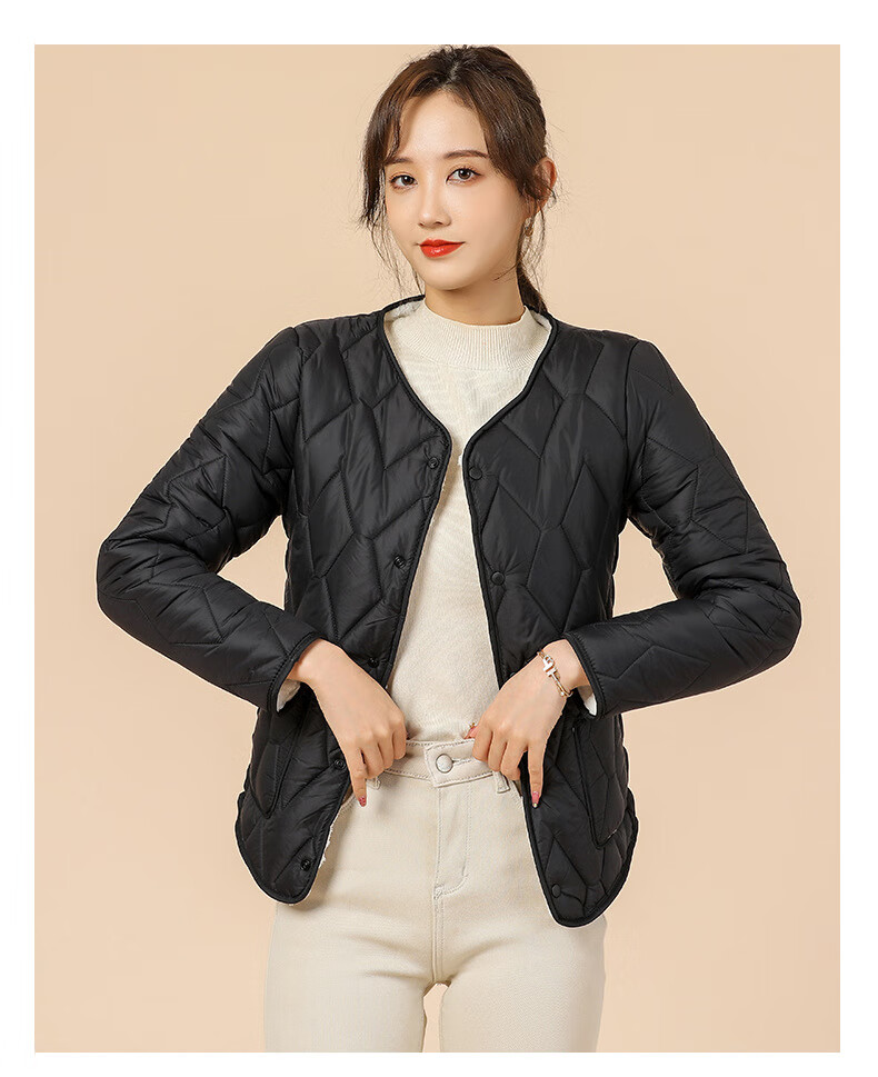 女式薄型小棉袄女士加厚保暖长袖棉内胆女款家居棉衣棉服加绒一体袖子