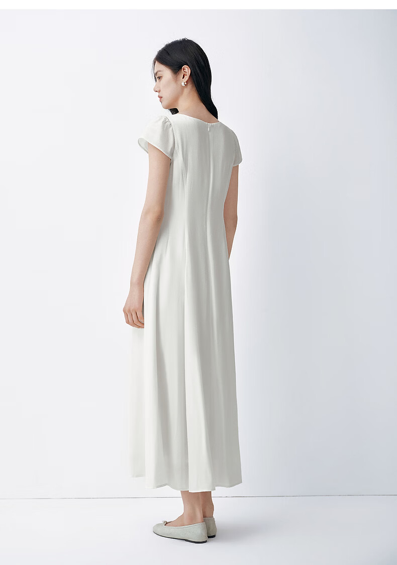 Peacebird Women's Dress Summer Love White Long Dress Slim Fit Waist Office Dress Blue L 18