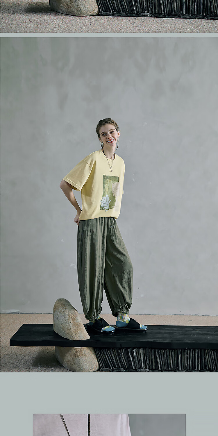 Rizhuo Xia Style Printed T-Shirt 2026 Summer New Loose Casual Half Sleeve Round Neck Women's Top 17