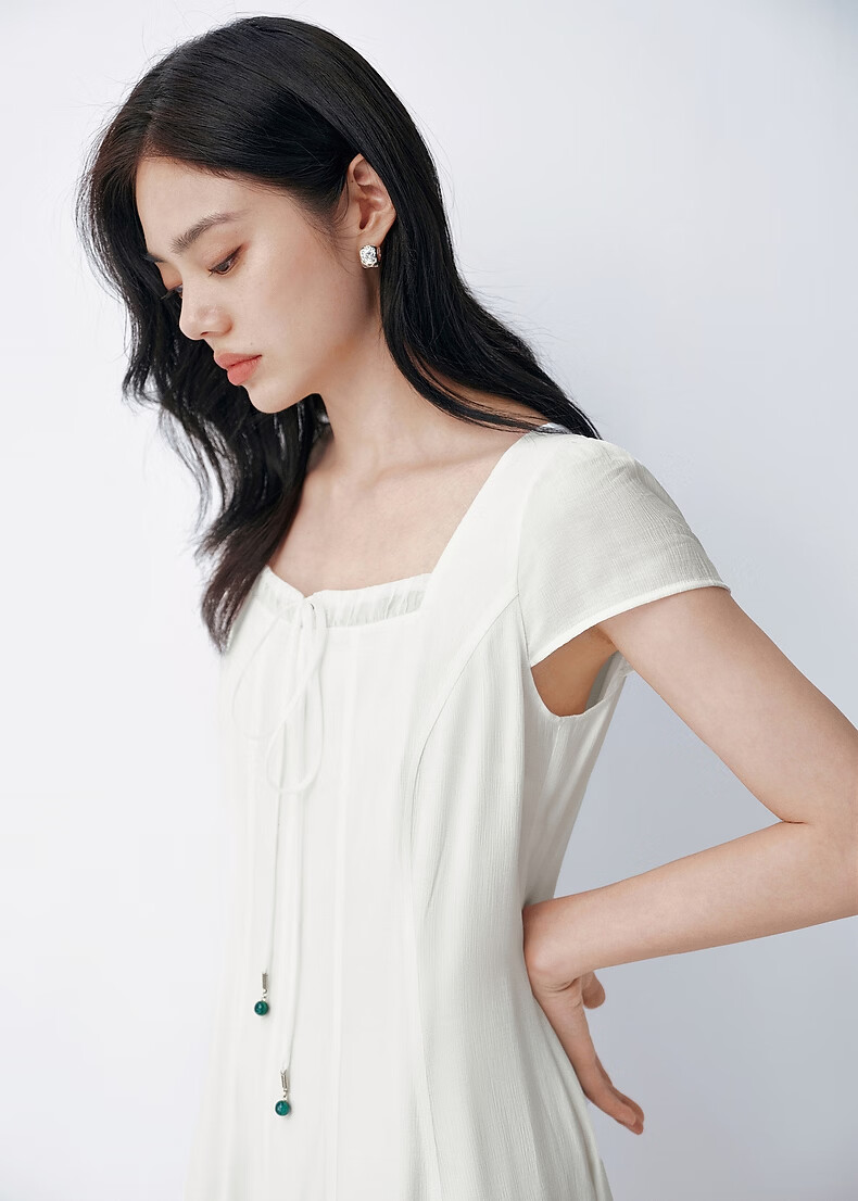 Peacebird Women's Dress Summer Love White Long Dress Slim Fit Waist Office Dress Blue L 17