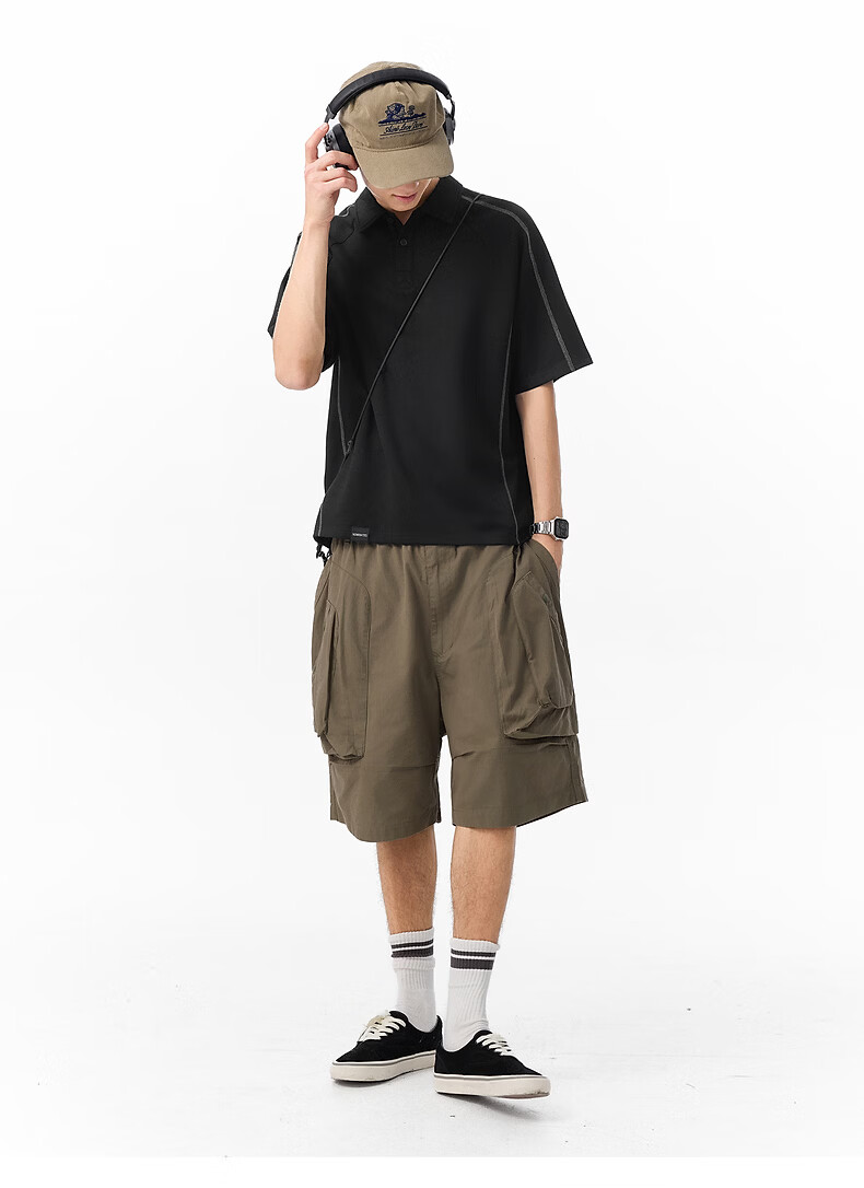 TonLion Men's Short Sleeve Polo Shirt 2026 Summer New Design Black Loose Fit Youth Versatile Top 8