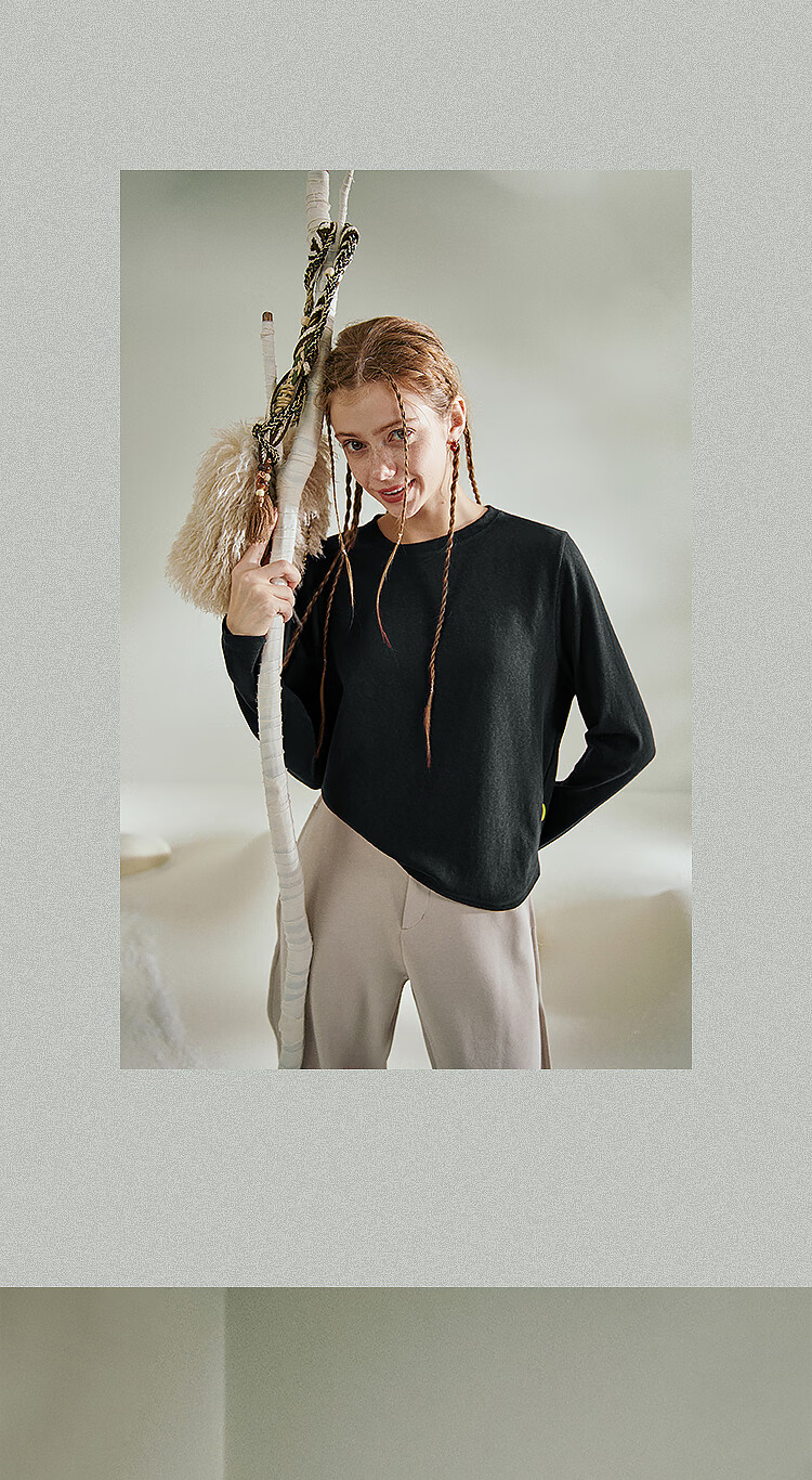 Rizhuo Rizhuoqu Snow Monster Long Sleeve T-Shirt 2026 New Spring Design Loose Slim Fit Solid Color Versatile Shoulder Top 23