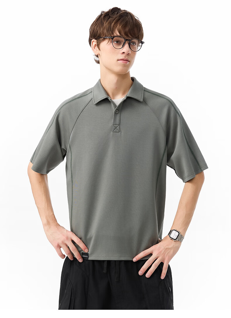 TonLion Men's Short Sleeve Polo Shirt 2026 Summer New Design Black Loose Fit Youth Versatile Top 11