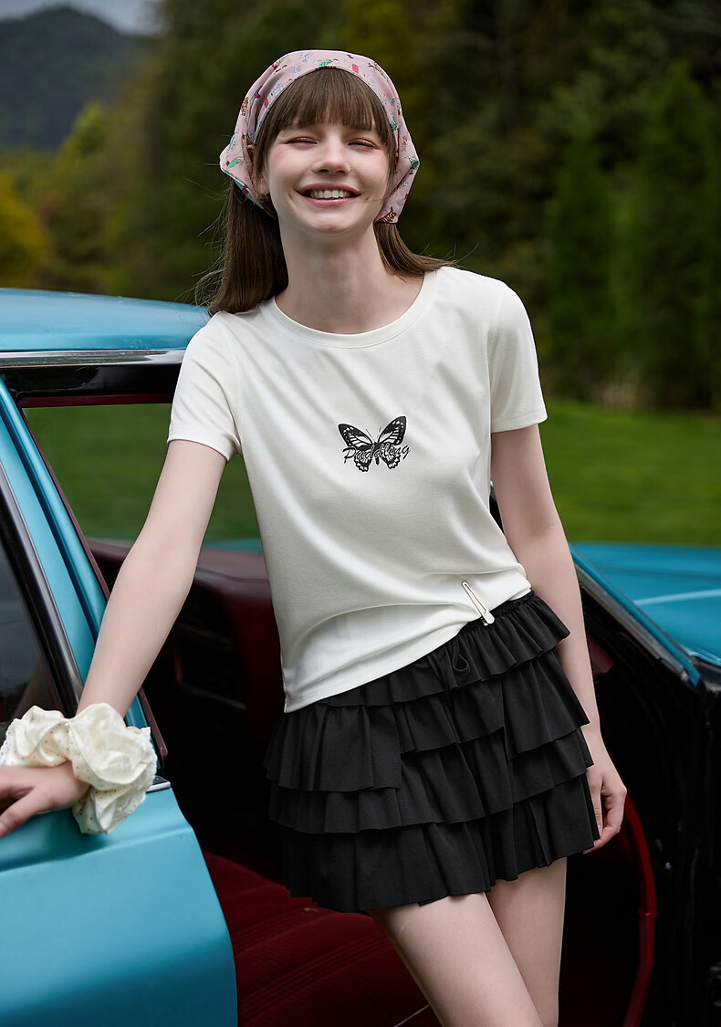 TonLion 2026 Summer Women's Printed Short Sleeve T-Shirt Butterfly Fashion Versatile Casual Premium Comfortable Women's T-Shirt 2
