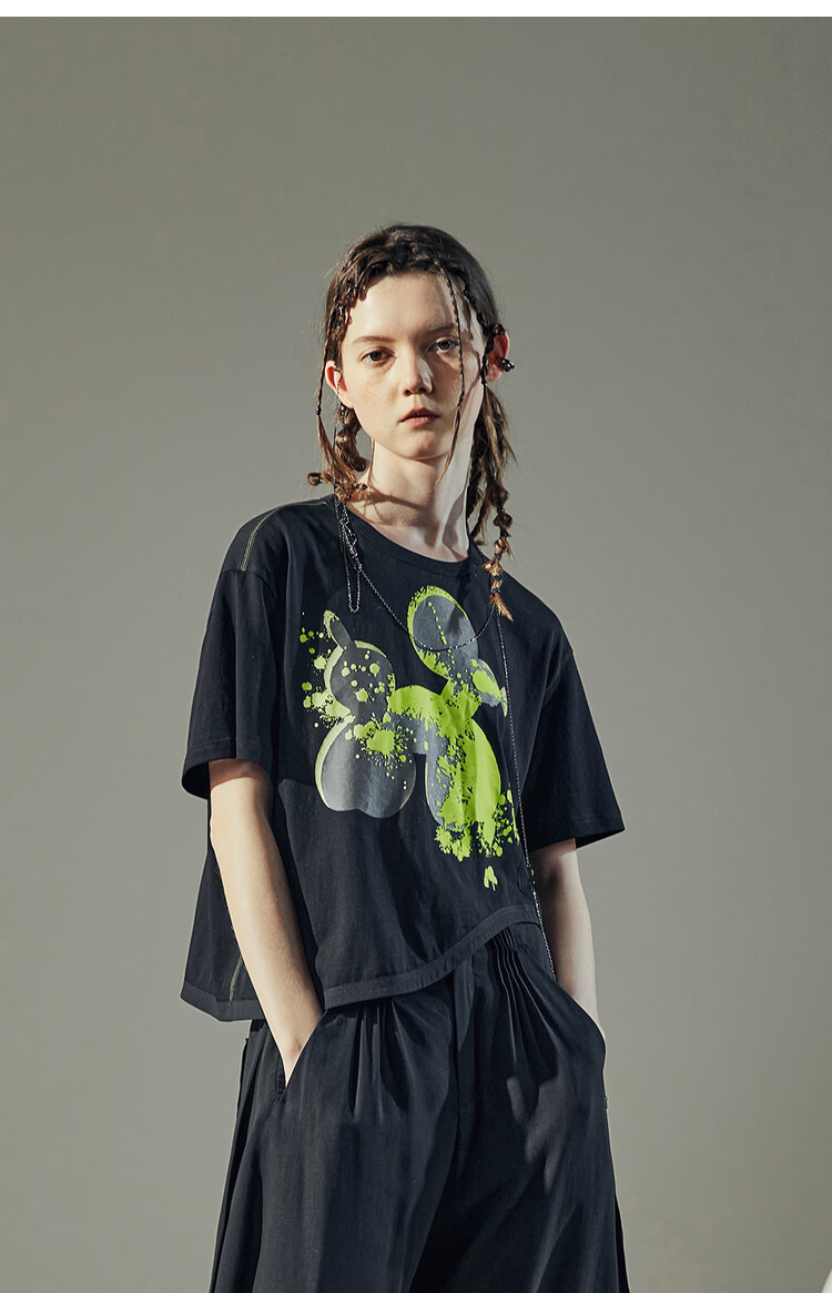 Rizhuo RIZHUO Carbonated Mint T-Shirt 2026 Summer New Women's Irregular Short Sleeve Summer Top Puppy Beige S 9