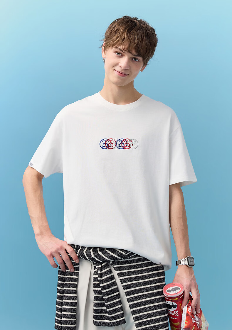 TonLion 2026 Summer New Men's Short Sleeve T-Shirt Unique Design White Stylish Versatile 2