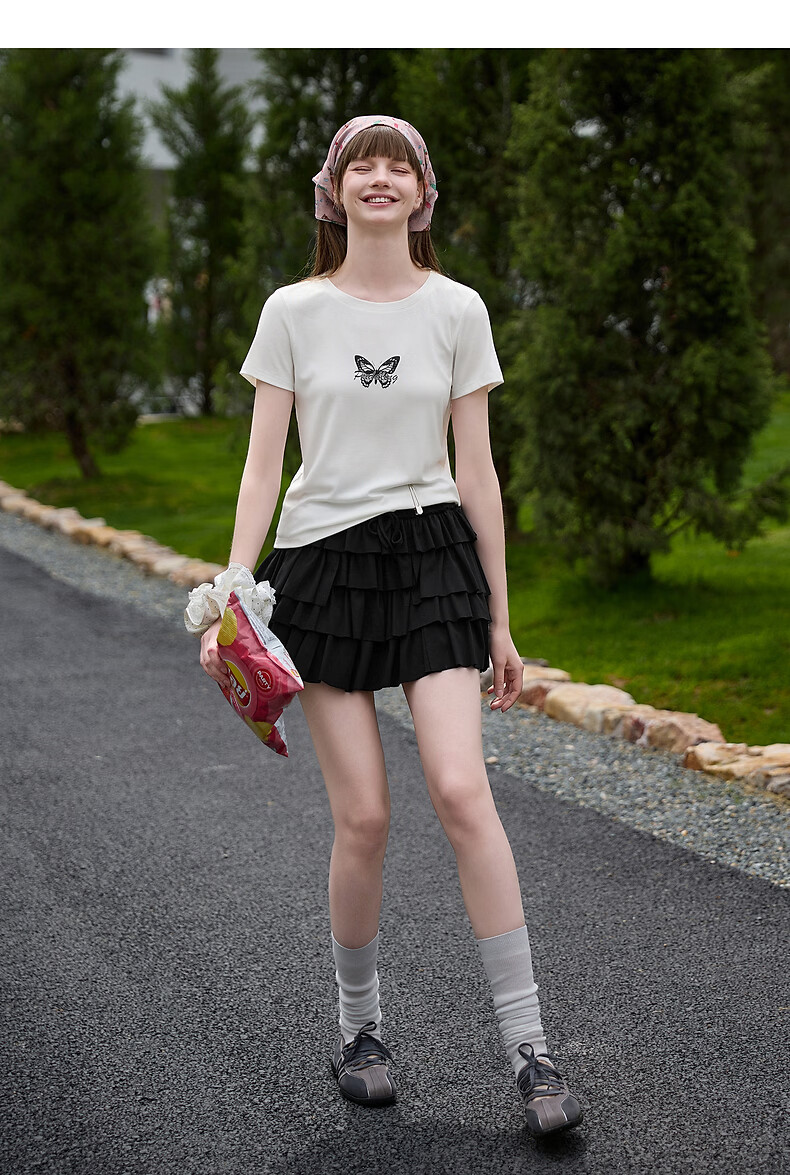 TonLion 2026 Summer Women's Layered Knit Midi Skirt Korean Style College Casual Midi Skirt 4