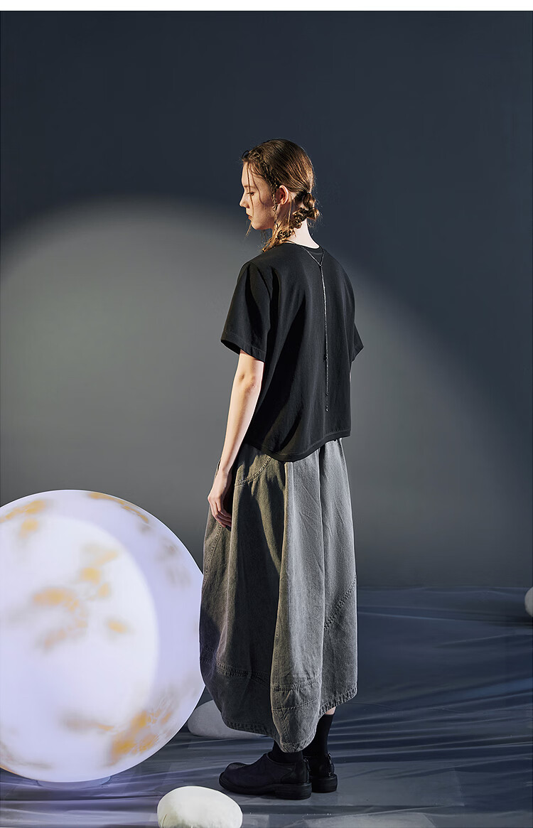Rizhuo Moon T-Shirt Summer 2026 New Women's Solid Color Loose Slim Design Short Sleeve Tee 17