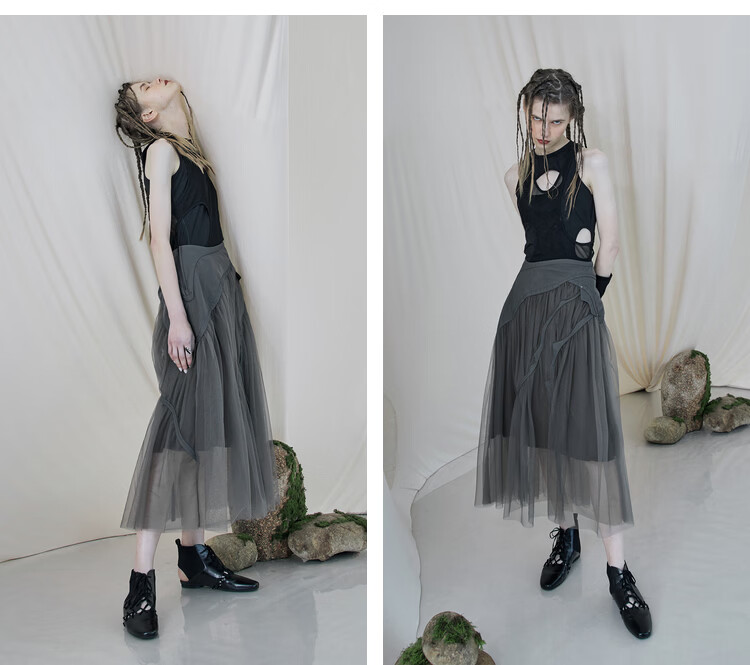 Rizhuo Original Design Women's Clothing 2026 Summer New Irregular High-End Niche Mesh A-Line Skirt 16