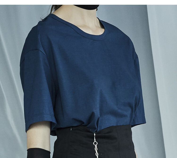 Rizhuo Original Design Women's 2026 Summer New Simple Short Sleeve Top with Waning Moon Flocking Print T-Shirt 17