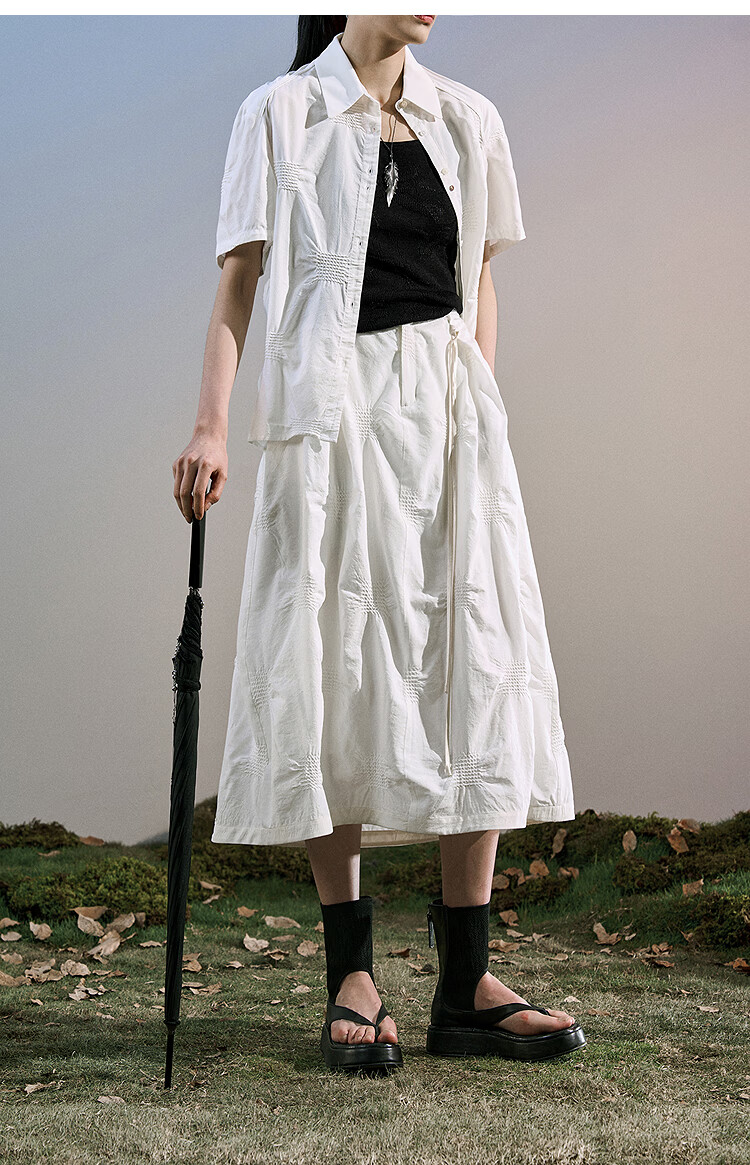 Rizhuo Original Design Women's 2026 Spring Elegant Draped A-Line Black Pleated Jacquard Skirt 17