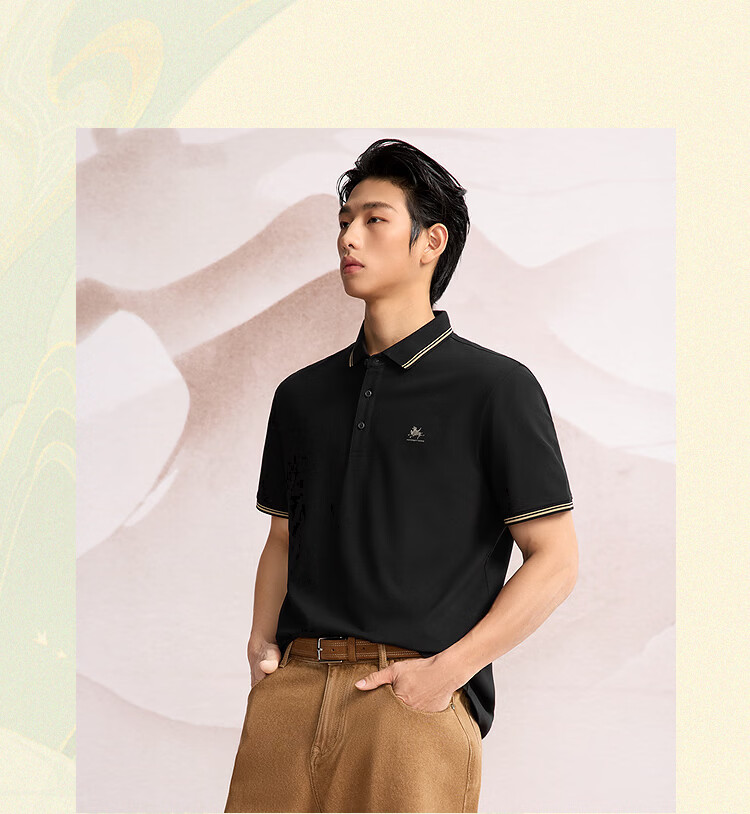 HLA Hailan Home Men's Polo Shirt 2026 New Year Dunhuang Cool Short Sleeve Summer 8