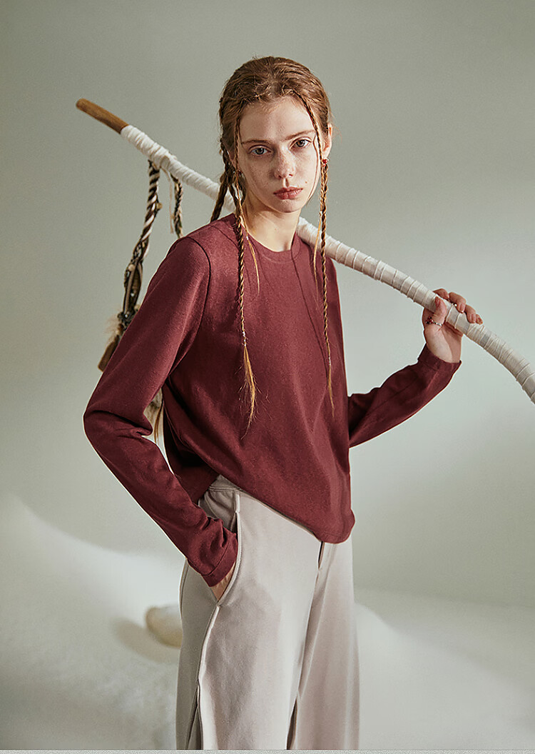 Rizhuo Rizhuoqu Snow Monster Long Sleeve T-Shirt 2026 New Spring Design Loose Slim Fit Solid Color Versatile Shoulder Top 15