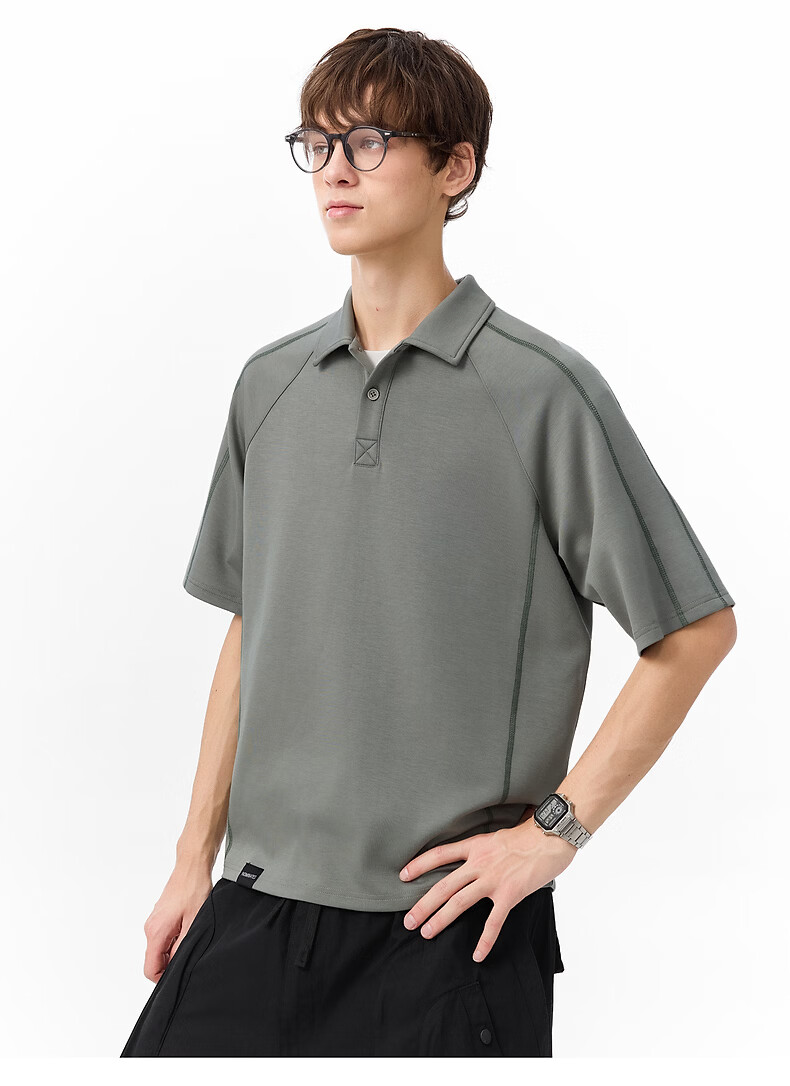 TonLion Men's Short Sleeve Polo Shirt 2026 Summer New Design Black Loose Fit Youth Versatile Top 13