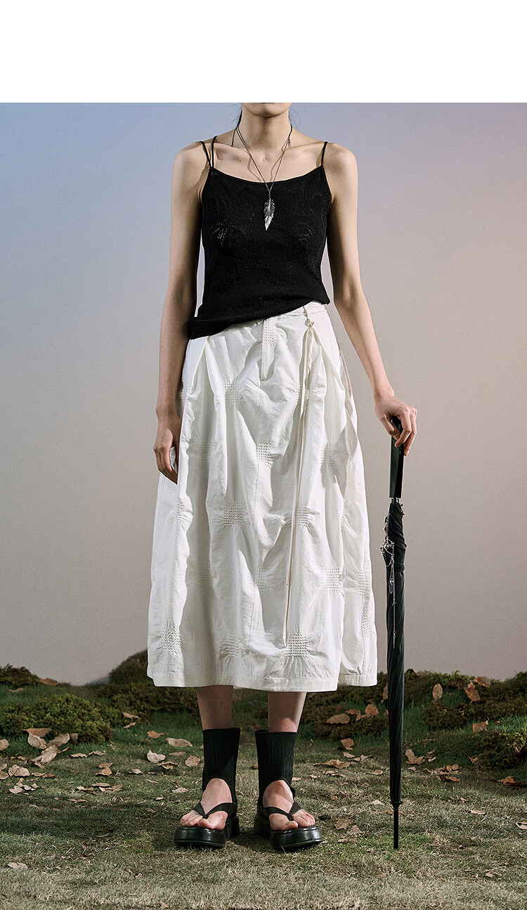 Rizhuo Original Design Women's 2026 Spring Elegant Draped A-Line Black Pleated Jacquard Skirt 16