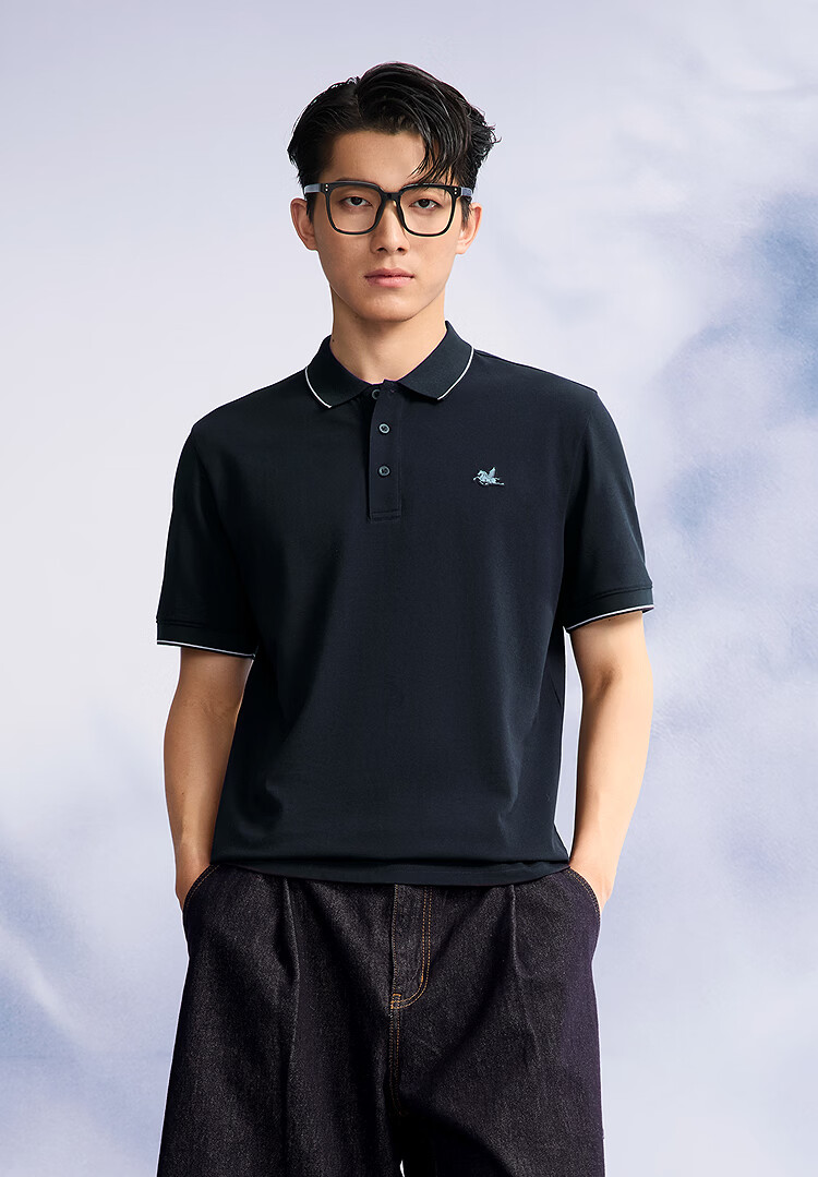 HLA Heilan Home Men's Short Sleeve Polo Shirt 2026 New Arrival Ma Dao Fa Cai Collar Cool Breathable Summer Short Sleeve 4